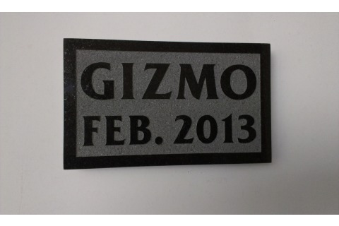 Pet memorial plaque, black granite, raised lettering