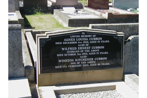 New black granite plaque on the face of the existing sandstone memorial