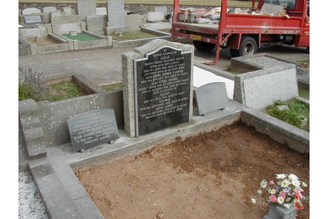New south african granite plaque on the face of the existing pitched memorial